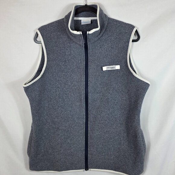 Women's Columbia PFG Harborside Gray & White Fleece Vest Size Large - Picture 1 of 16